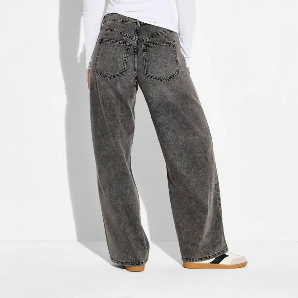 Women's Ultra Low-Rise Baggy Curvy Jeans - Wild Fable Dark Gray Wash 12